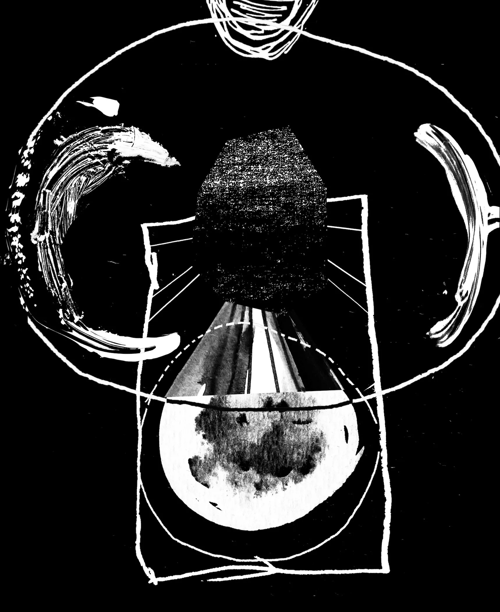 An abstract black and white image